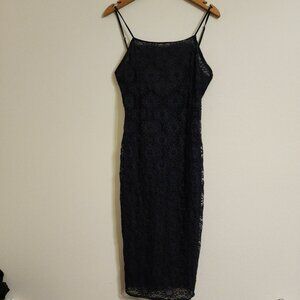 Urban Outfitters Black Lace Slip Tank Midi Dress L FairyGrunge WimsiGoth Witches